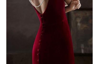 Sleeveless Faux Pearl A-Line Cocktail Dress