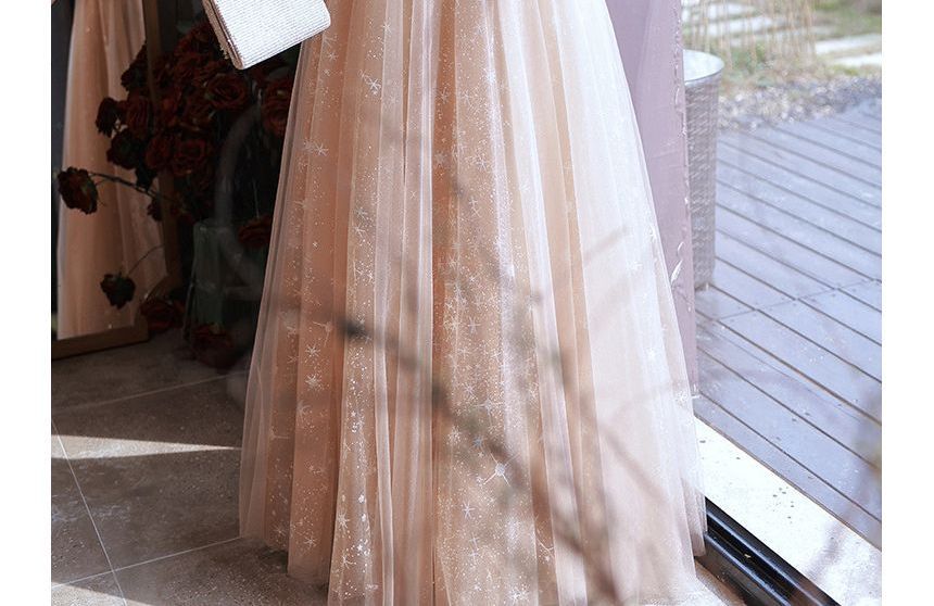 Sleeveless Fringed Sequin Mesh Cocktail Dress