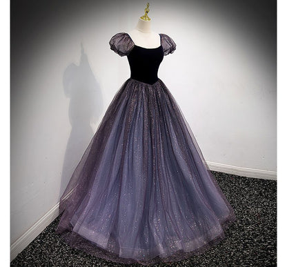 Glitter Evening A-Line Gown Square-Neck