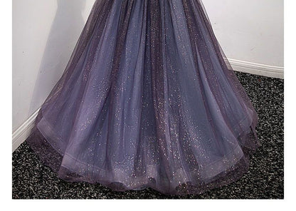 Glitter Evening A-Line Gown Square-Neck