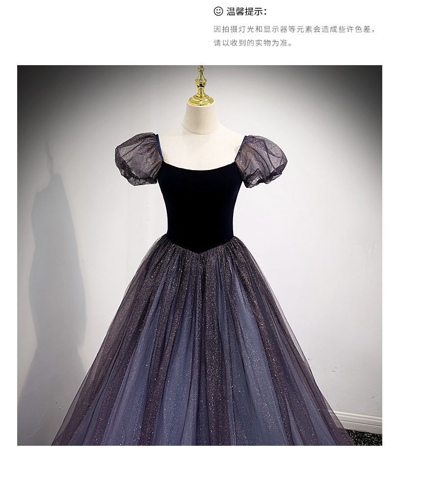 Glitter Evening A-Line Gown Square-Neck