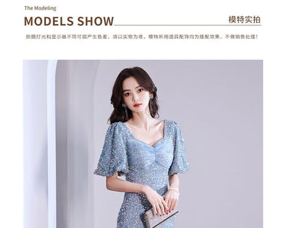 Mermaid Glitter Gown V-Neck Evening