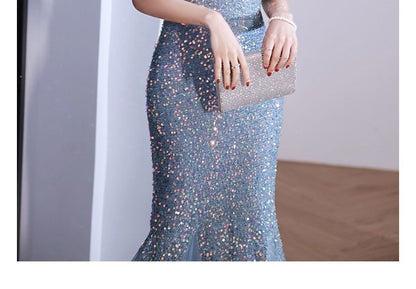 Mermaid Glitter Gown V-Neck Evening