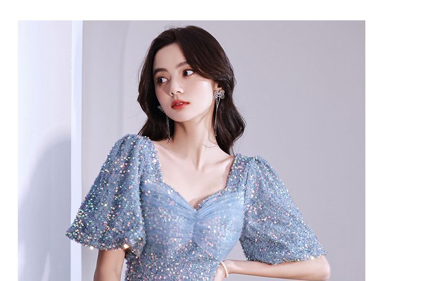 Mermaid Glitter Gown V-Neck Evening