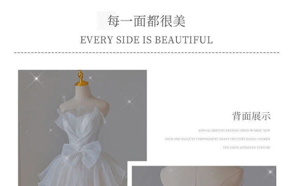 Ruffle Wedding Gown Bow A-Line