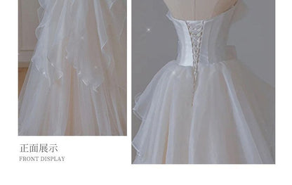 Ruffle Wedding Gown Bow A-Line