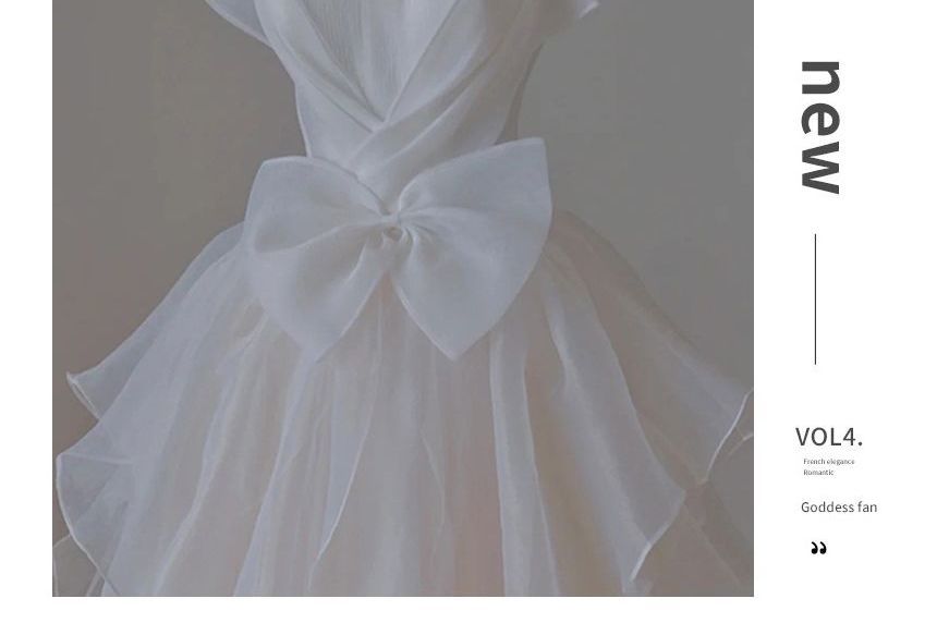 Ruffle Wedding Gown Bow A-Line