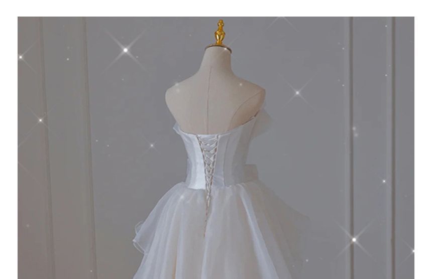 Ruffle Wedding Gown Bow A-Line
