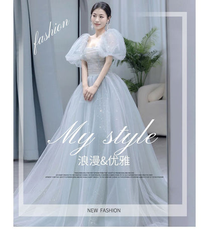 Glitter Gown Evening Square-Neck A-Line