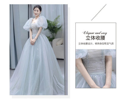 Glitter Gown Evening Square-Neck A-Line