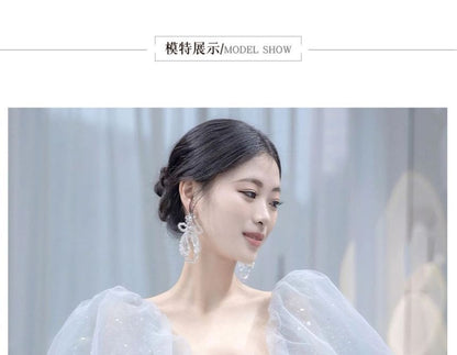 Glitter Gown Evening Square-Neck A-Line