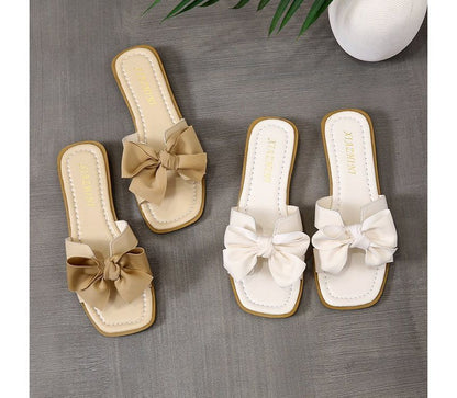 Bow Accent Slide Sandals