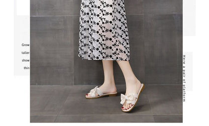 Bow Accent Slide Sandals