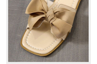 Bow Accent Slide Sandals