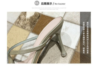 Rhinestone Stiletto-Heel Slide Sandals