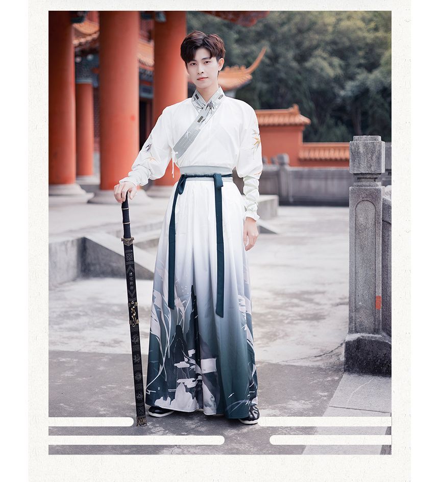 Print Gradient Hanfu Costume Set