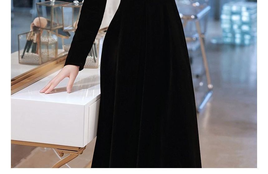 Long-Sleeve Rhinestone Trim Cocktail Dress (Various Designs)