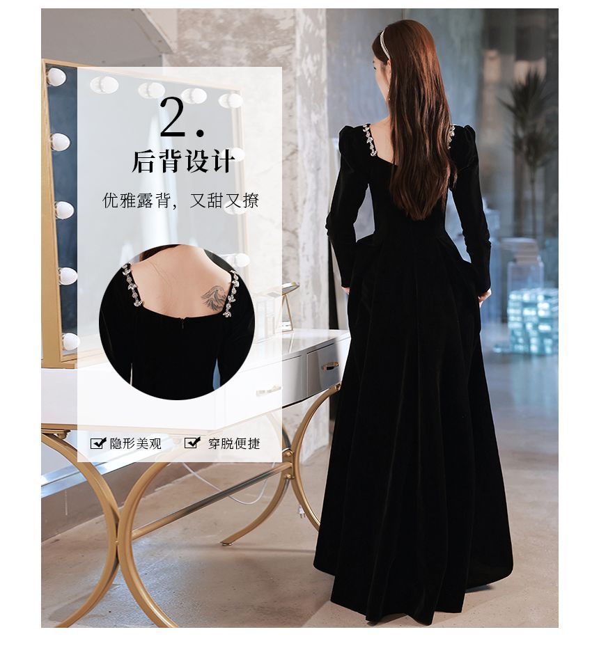 Long-Sleeve Rhinestone Trim Cocktail Dress (Various Designs)