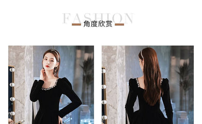 Long-Sleeve Rhinestone Trim Cocktail Dress (Various Designs)