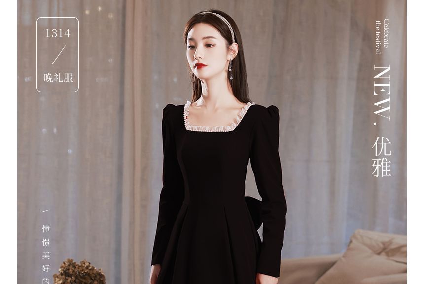 Long-Sleeve Faux Pearl Trim Cocktail Dress (Various Designs)