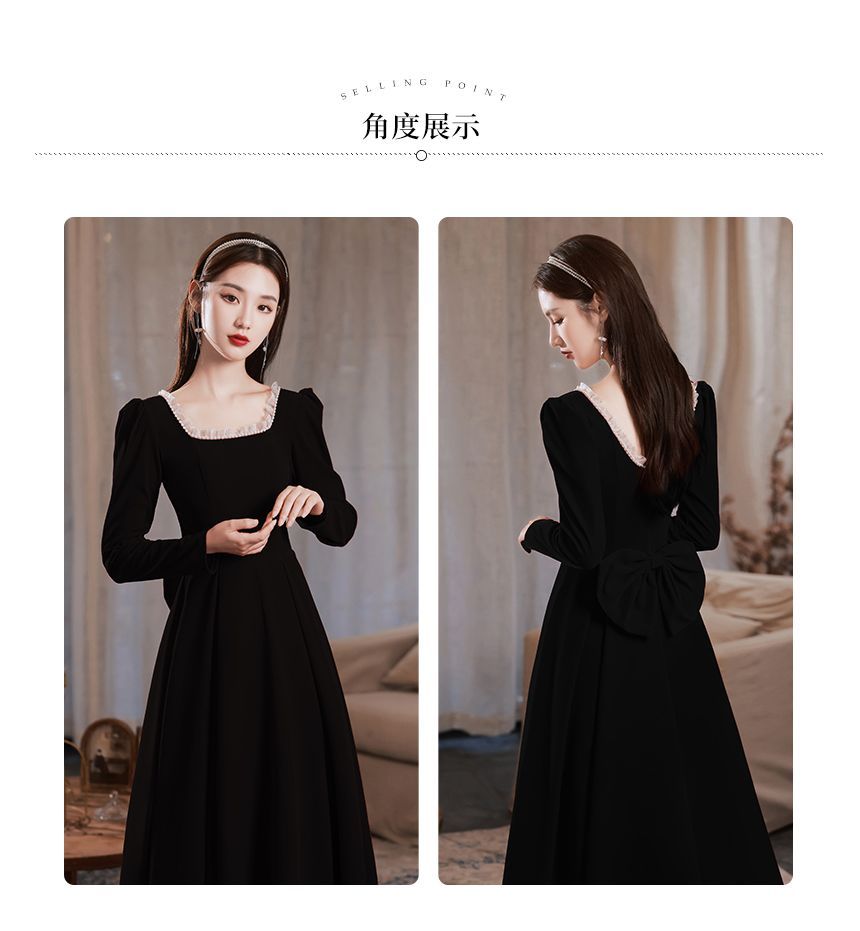 Long-Sleeve Faux Pearl Trim Cocktail Dress (Various Designs)