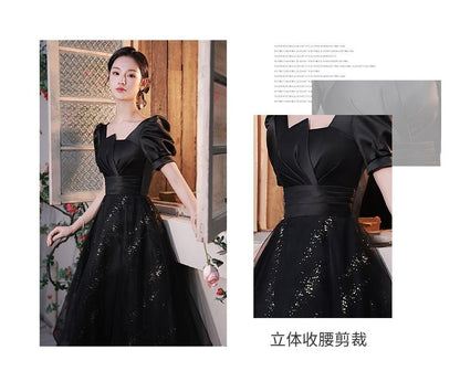 Short-Sleeve Glitter Mesh Cocktail Dress (Various Designs)