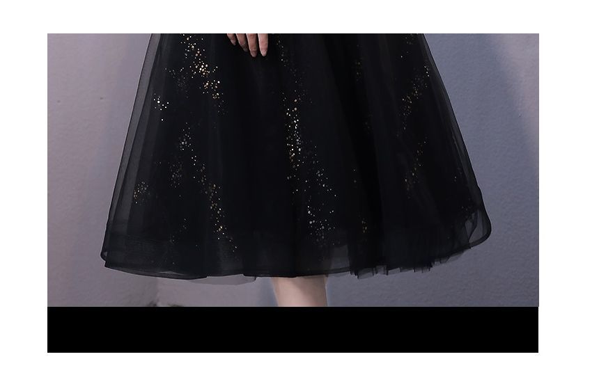 Short-Sleeve Glitter Mesh Cocktail Dress (Various Designs)