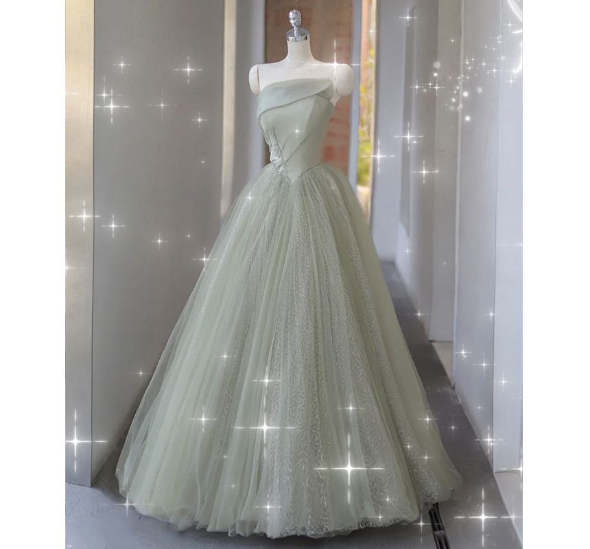 A-Line Evening Gown Faux Pearl