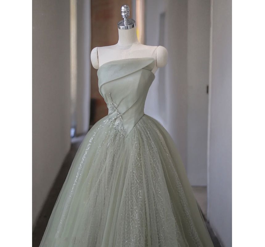 A-Line Evening Gown Faux Pearl