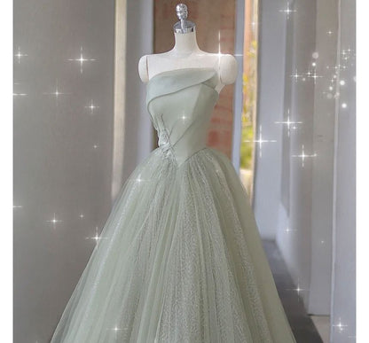 Faux Pearl A-Line Evening Gown