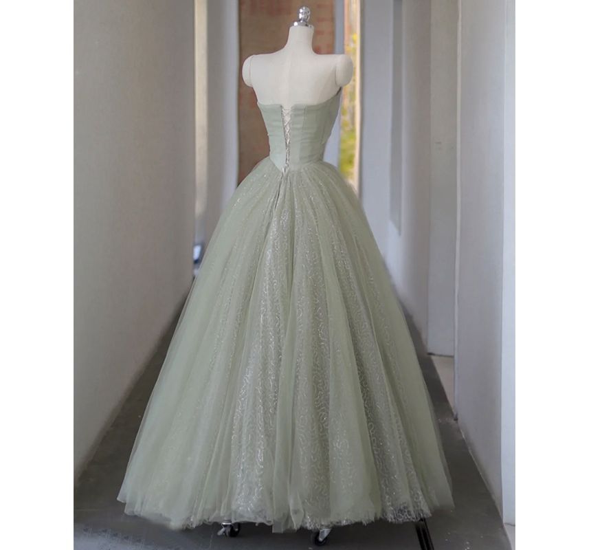 A-Line Evening Gown Faux Pearl