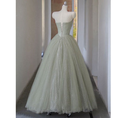 Faux Pearl A-Line Evening Gown