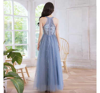 Evening Flower Sheath Faux Pearl Embroidered Gown