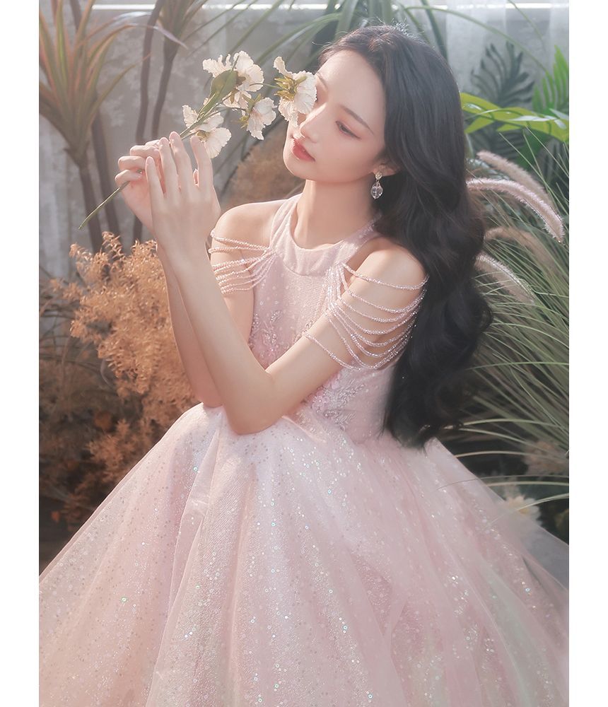 Gown Evening Sheath Strappy Sequin