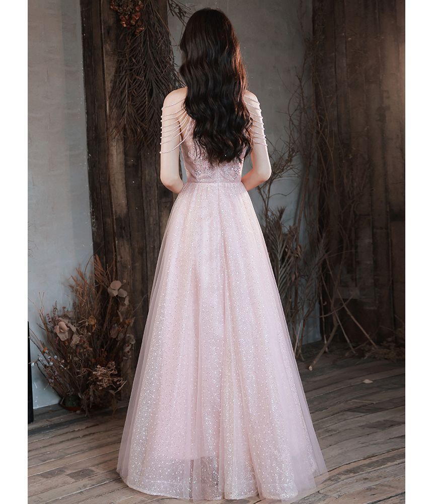 Gown Evening Sheath Strappy Sequin