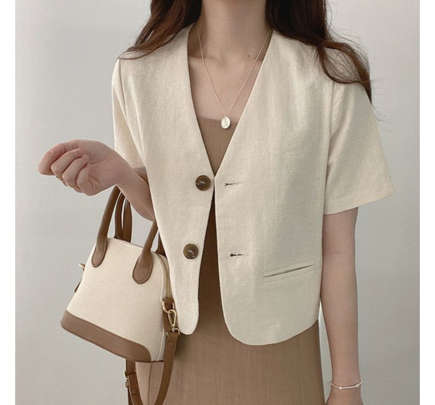 Short-Sleeve Linen Blazer