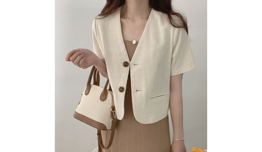 Short-Sleeve Linen Blazer