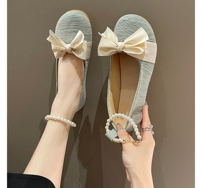 Faux Pearl Bow Flats