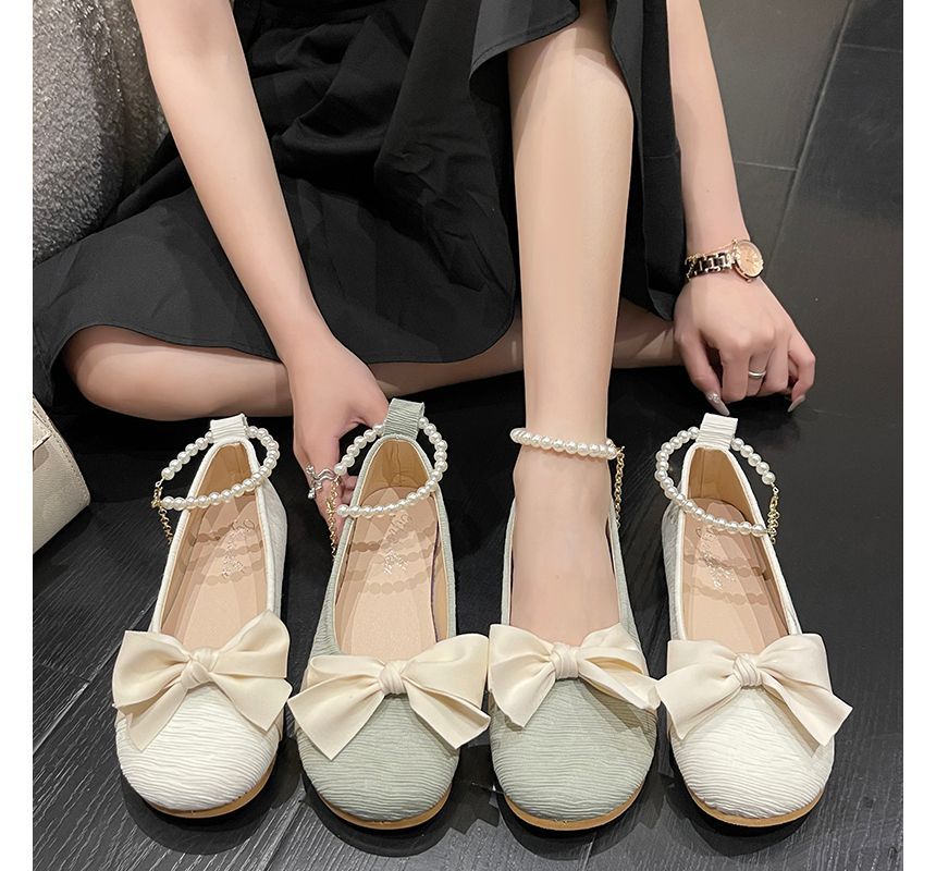 Faux Pearl Bow Flats