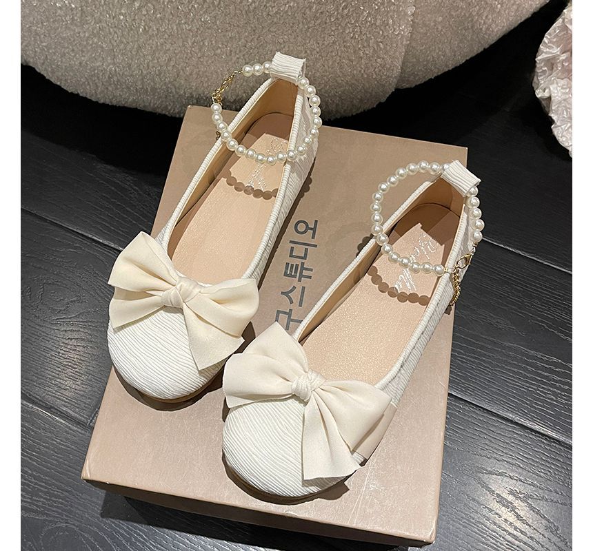 Faux Pearl Bow Flats