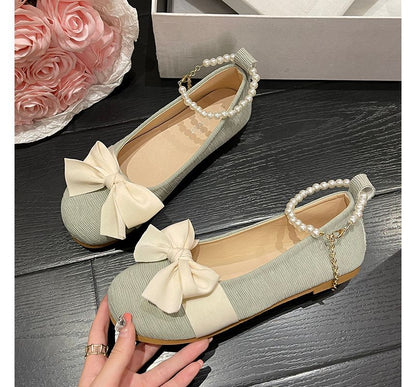 Faux Pearl Bow Flats
