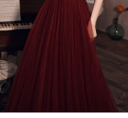 Off-Shoulder Mesh A-Line Evening Gown