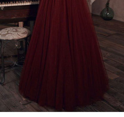 Off-Shoulder Mesh A-Line Evening Gown