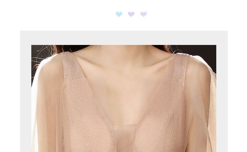 Mesh Cap-Sleeve A-Line Evening Sequin Gown