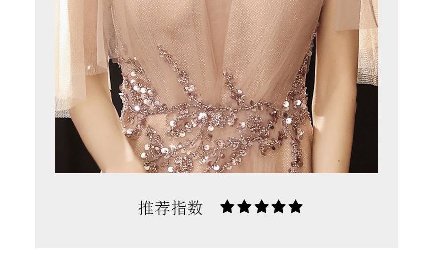 Mesh Cap-Sleeve A-Line Evening Sequin Gown