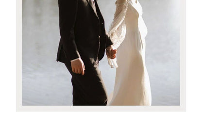 Long-Sleeve Gown Cold-Shoulder A-Line Wedding