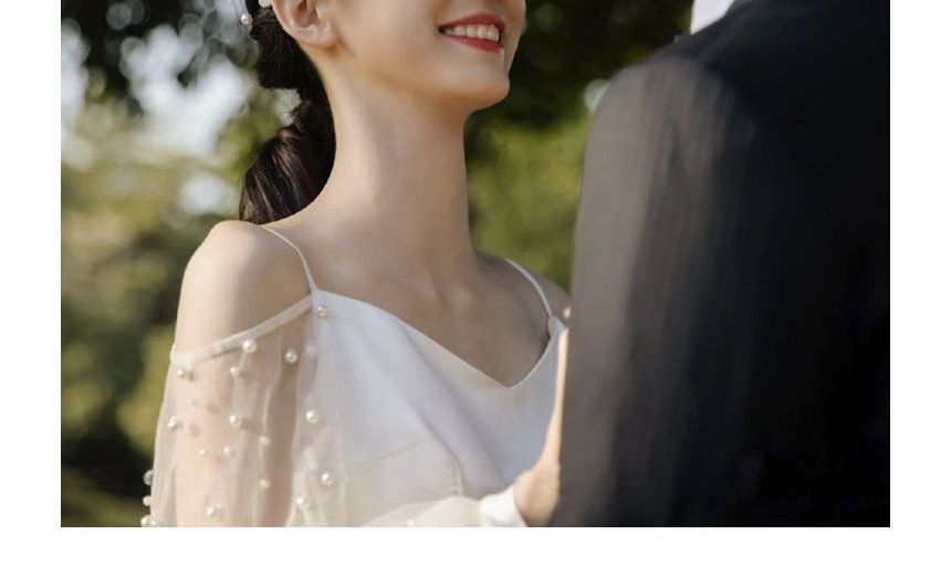 Long-Sleeve Gown Cold-Shoulder A-Line Wedding