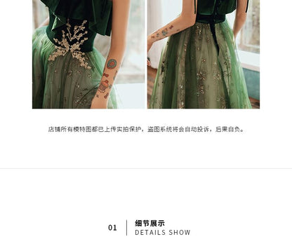 Spaghetti-Strap Sequin Midi A-Line Evening Gown