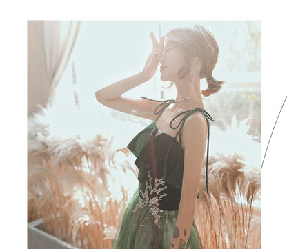 Sequin Gown Spaghetti-Strap A-Line Midi Evening