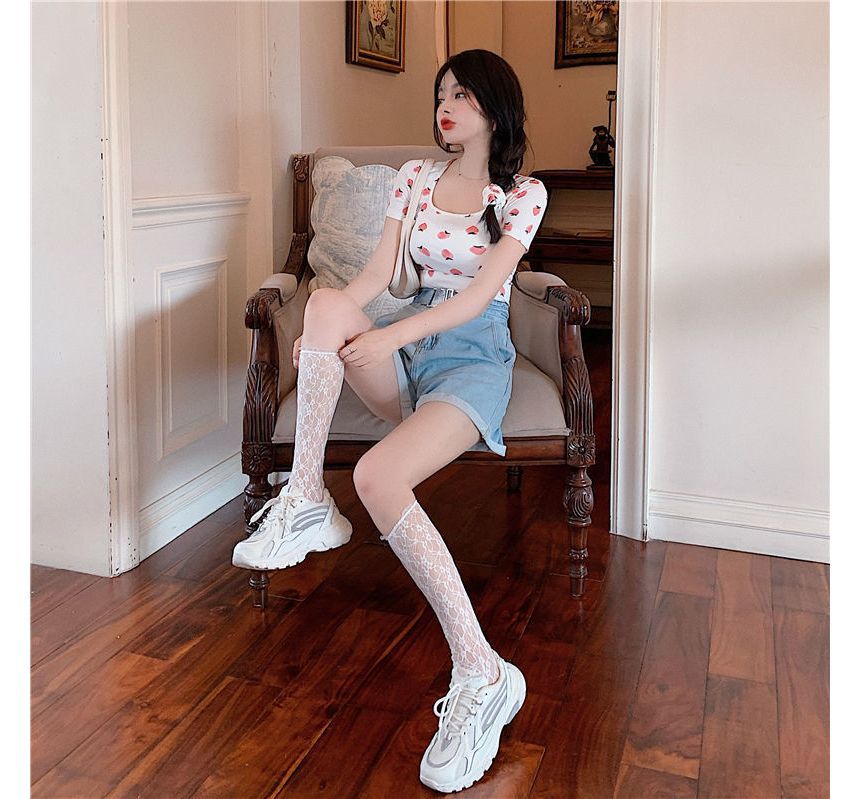 Short-Sleeve Strawberry Print T-Shirt